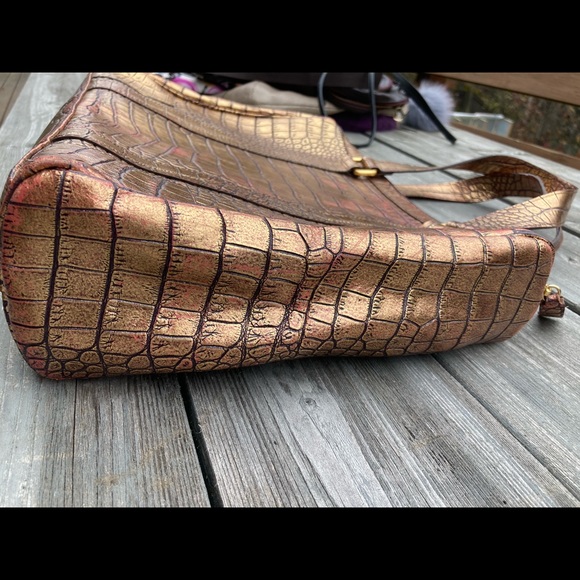 Falor Italian Leather Croc Print Large Bag Excellent Used Condition. - Picture 8 of 12